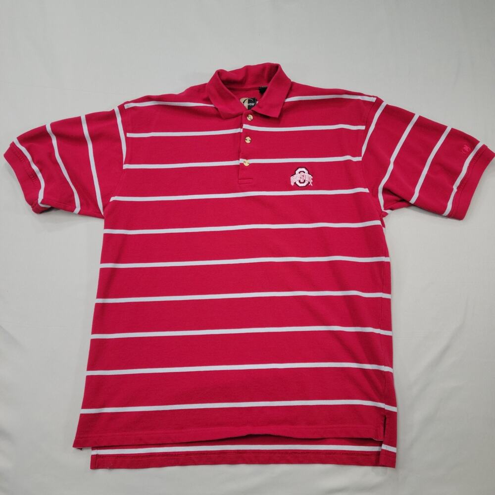 Ohio State Buckeyes Chiliwear Polo Shirt Mens XXL Striped Embroidered Logo NCAA